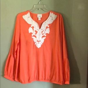 Chico’s orange top size 3